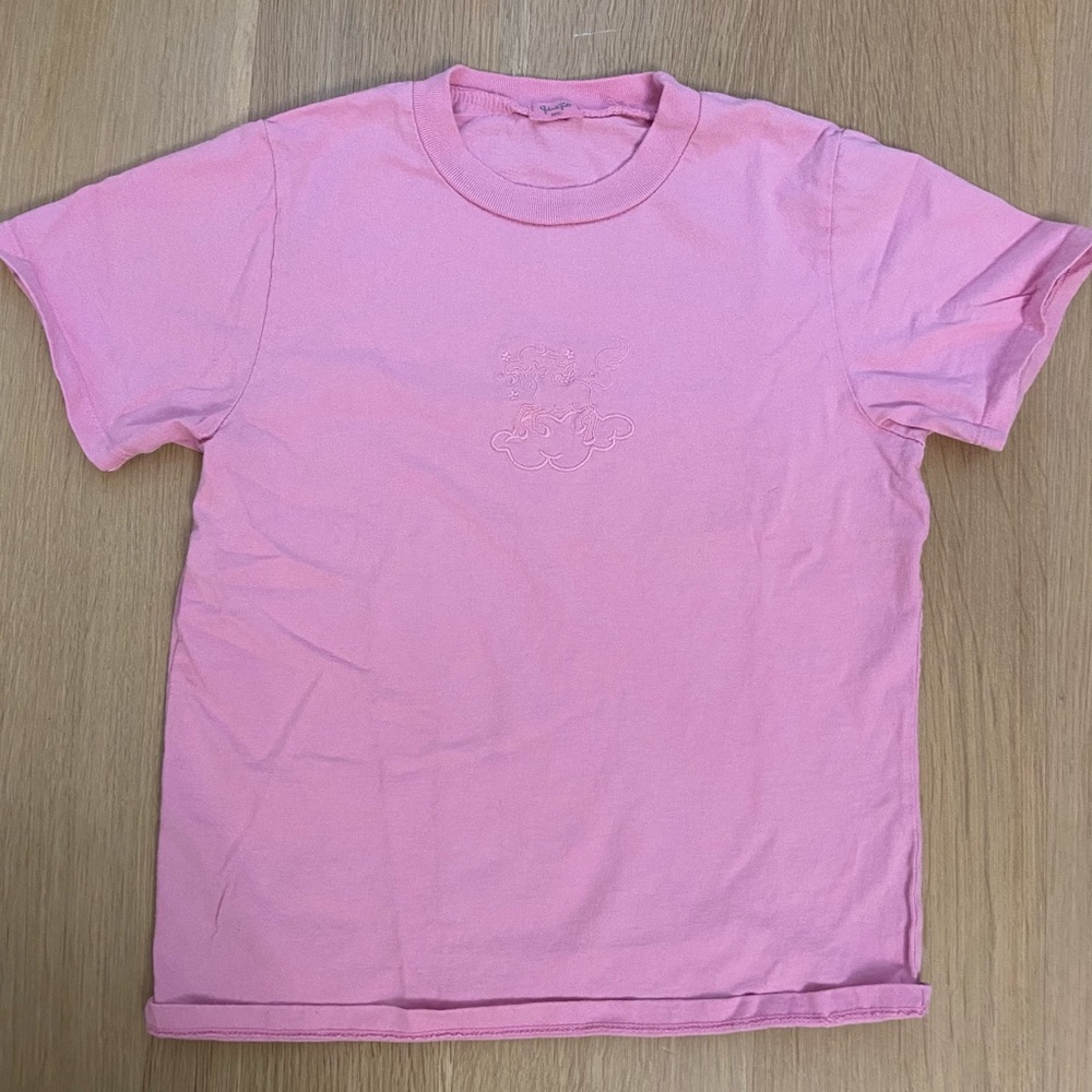 Brandy Melville Embroidered Unicorn Pink Shirt